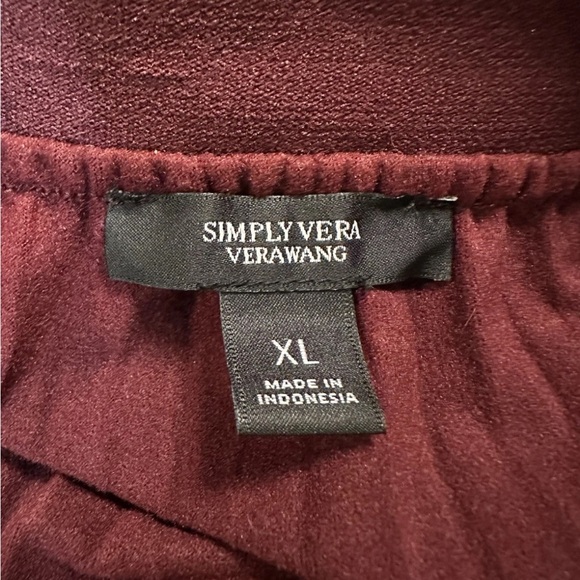 Simply Vera Vera Wang Red Faux Leather Pleated Midi Skirt - Picture 2 of 2